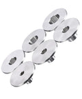 Heavy Duty Stainless Steel Router Template Bushing Guide Set Six Pro Grade sizes showing interchangeable bushings stacked.