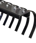 Cat-0 Agricultural Field Landscape Rake with spring steel tines, close-up view showing durable construction and attachment points.
