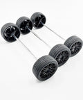 8 Pack RC Car Wheels With Rubber Tires And Round Shaft Axles, 3Mm Shaft, 35Mm Diameter, 14Mm Thick, arranged in a row
