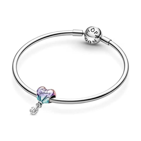 Birthday Hot Air Balloon Charm For Moments Bracelet In Sterling Silver With Multicolor Enamel Finish Gift Box Included Women Jewelry