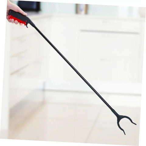 Extendable Garbage Grabber Stick With Smooth Clamp for indoor outdoor cleanup, shown in use with ergonomic handle for easy operation.