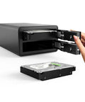 Dual Bay 3.5 Inch USB 3.0 To SATA 3 Hard Drive Docking Station With Rock Solid Aluminum Enclosure and RAID support with HDD being inserted.