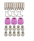 Plasma Cutter Consumables Kit 60A Nozzles And Electrodes For Universal Torch Compatibility shown with components in set