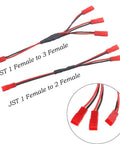 Y Harness Splitter Kit for RC Cars and Traxxas TRX-4, JST 1 Female to 3 and 2 Female Splitters shown with connectors