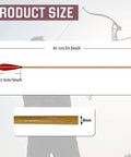 33 Inch Handmade Wooden Archery Arrows Set With Turkey Feather Fletching, Field Points For Recurve And Longbow, arrow dimensions shown