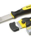 2-Piece Multi-Purpose And Mini Razor Scraper Set With 9-1/4-Inch Heavy-Duty Scraper And 4-Inch Mini Blade Scraper Protective Cap And 5 Replacement Razor Blades For Home Auto Glass Window Tint And Adhesive Residue Removal