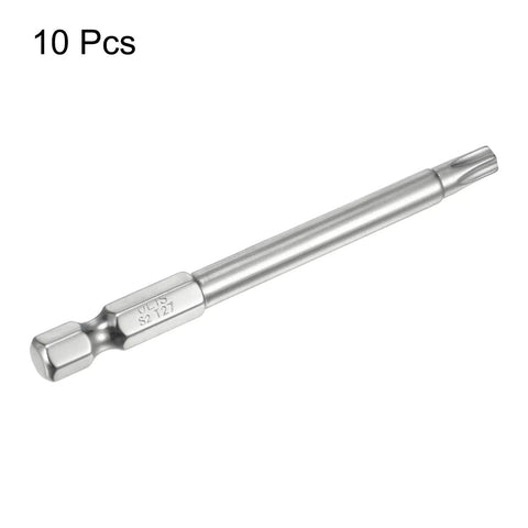 Top Shelf 10 Piece T27 Security Torx Bits With S2 Steel Magnetic Grip Quarter Inch Hex Shank 3 Inch Reach Tamper Proof Star Driver set