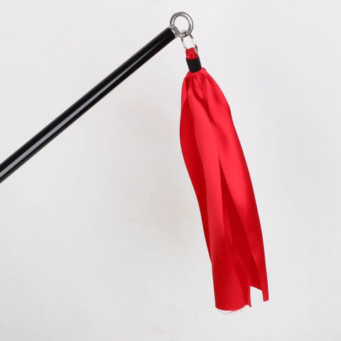 Golf Swing Trainer Tool For Rhythm And Power Boost Warm Up Stick 90cm with red ribbon, practice aid for swing mechanics improvement.