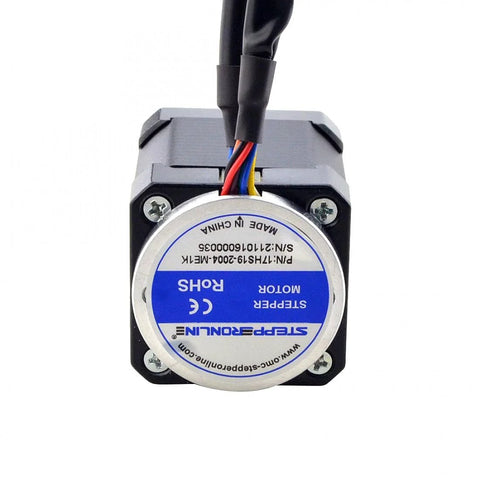 NEMA 17 closed-loop stepper motor with magnetic encoder, black housing and multicolor wiring