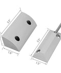Rugged Wired Garage Door Magnetic Switch For Roller Shutter NC with 15 Inch Armored Cable, beefy metal housing shown in detail with dimensions.