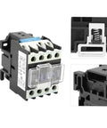 High Sensitivity Industrial AC Contactor 220V 25A Electric Switch For Efficient Power In Electronics DIY Projects And Home Audio Applications Ideal For Industrial Control And Machinery Hobbyist Electronics Setups. Black 25A AC contactor with clear cover and terminals