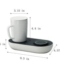 Slick Coffee Mug Warmer And Drink Cooler With Quick Wireless Charger 3 In 1 Electric Cup Heating Base dimensions 9.3x4.57x1.75 inches.