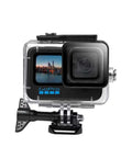 Front view of Underwater Dive Housing For GoPro Hero 9 10 11 12 13 Up To 60M Depth Waterproof Case Dope With Anti Fog Clear View.