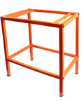 Rock Solid Steel Tool Stand With Adjustable Leveling Feet For Router Tables And Table Saws No Sweat Setup Heavy Duty Workbench in orange.