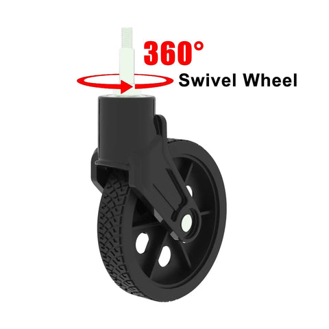 Heavy Duty Black Shopping Cart Front Wheels Set For Smooth Rolling And Quick Replacement, 360-degree swivel feature shown