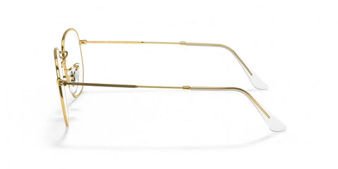 Side view of Dope Hexagonal Unisex Sunglasses with Legend Gold Frame and Clear Blue Light Filter Lenses 51mm Lightweight Polycarbonate