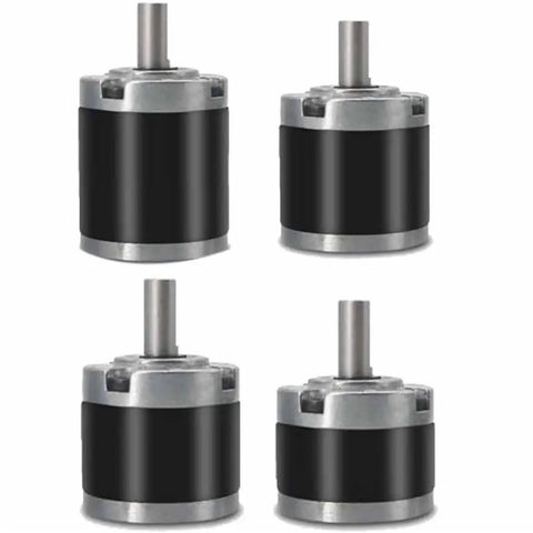 36mm Planetary Gearbox For 555 545 3650 DC Motors High Precision Metal Gears in four angles, showcasing engineering design.
