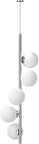 Linear Globe Pendant Light With Five Frosted Glass Orbs, Satin Nickel Finish, Five G9 Bulbs Not Included