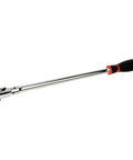 Three Eighths Inch Drive Flex Head Long Ratchet With Pro Grade Chrome Vanadium Steel Build Polished Nickel Chrome Finish
