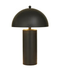 Black Metal Table Lamp With Dome Shade Modern Living Room Accent Light Durable Iron Construction 14x14x22 Inches Sleek Minimalist Design