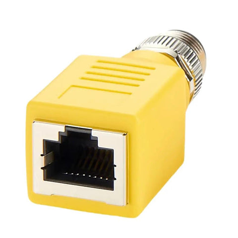 M12 To RJ45 Ethernet Adapter Cat6 Shielded IP67 Waterproof Bulkhead Connector For Industrial Automation, front view