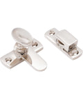 Polished Nickel Oval Cabinet Turn Latch 55mm Cupboard Lock for Kitchen and Bath Cabinets, top view on white background