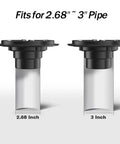 Round Shower Drain Kit Matte Black With Adjustable Base Flange 4 Inch Drain Cover With Threaded Adapter for 2.68 to 3 Inch Pipes