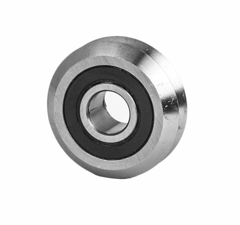 Top Shelf 3 8 Inch V Groove Roller Bearings 8 Pack Rubber Sealed Chrome Steel Line Track Caster Wheels with pre loaded grease detail.