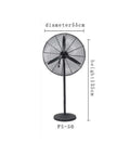 Heavy Duty Industrial Oscillating Tower Fan With Three Speed Big Time Airflow And One Click Auto Swinging Head Built Like A Tank For Workshop Shifts And Backyard Hangouts In Matte Black, 135cm tall with 55cm diameter.