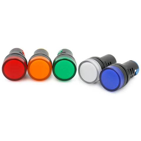 Five-colored 22mm LED Indicator Light Heavy Duty for Industrial Machinery Control Circuits 220V AC Panel Mount with Screw Terminals