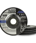 Front view: Black Hawk 4.5-inch depressed-center metal grinding wheel for grinders, 1/4 in thick, 7/8 in arbor, 5pk