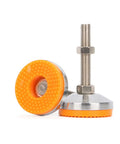 4 Adjustable Leveling Feet For Furniture And Cabinets Heavy Duty Plated Steel Swivel Levelers Built To Stop Wobble And Vibration Easy Install For Tables Workbenches Shelves And Bookcases orange rubber steel leveling foot with threaded bolt