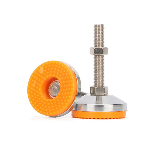 4 Adjustable Leveling Feet For Furniture And Cabinets Heavy Duty Plated Steel Swivel Levelers Built To Stop Wobble And Vibration Easy Install For Tables Workbenches Shelves And Bookcases orange rubber steel leveling foot with threaded bolt