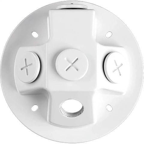 Beefy Outdoor Flood Light With Motion Sensor, 1000 Lumens White mounting base, round, weatherproof exterior floodlight component
