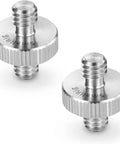 Dual Head 1/4-20 Male Screw Adapter For Camera Cage Tripod Monitor LED Light And Microphone Setups 2-Pack in stainless steel