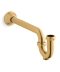 Heavy Duty Solid Brass P Trap With Adjustable Rotating Outlet Extension Vibrant Brushed Brass Sink Drain Plumbing Hardware For Console Vanity Setup Drip Free Top Shelf Slip Fit Assembly showing unique angle and detail.