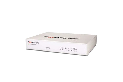 Heavy Duty FortiGate 60F Network Firewall in white with indicator lights for small business cyber defense.