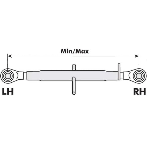 Top Link Standard Duty Replacement for Heavy Equipment Fits CAT 0 Ball and Ball Joint 280mm Minimum Length Beefy Steel Built Tough for Tractors and Skid Steers Easy Install Reliable Performance for Real World Work, diagram with LH and RH ends