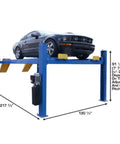 Commercial 4 Post Vehicle Alignment Lift With Heavy Duty Rotating Platforms And Secure Grip Flooring Designed For Daily Shop Use Delivers Rock Solid 14000 Lb Capacity Plus Generous Overhead Clearances And Hassle Free Controls with a black car raised on it.
