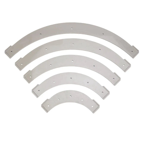 Top Shelf Round Corner Radius Templates And Router Radius Jigs For Woodwork Include Five Durable Plastic Arc Cutters in various sizes.