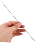 Hand holding a metal linkage stopper from the 20 Pack Heavy Duty Metal RC Airplane Linkage Stoppers Plus Adjustable Push Rod Connectors For Fixed Wing Models Quick Swaps DIY Mods Rock Solid Flyin Gear.