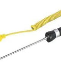 Go-To Immersion Type K Thermocouple Probe With NIST Calibration Certificate, -58 To 1112 F Range, coiled yellow cord