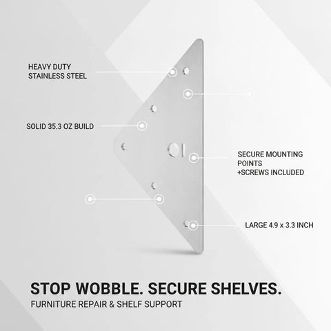 Heavy Duty Stainless Steel Corner Brace For Furniture And Shelves, Tough As Nails Triangular Support Bracket With Mounting Screws