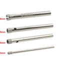 Heavy Duty Mini Hole Saw Kit Featuring Diamond Dust Coated Drill Bits For Glass Marble Masonry Cutting Top Shelf Industrial Carbon Steel Body 6mm, 5mm, 4mm, 3mm bits.
