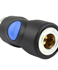 Three Pack 1/4 Inch FNPT Air Plug Couplers With Quick Release Non Marring Composite Body Impact Resistant For Safer Faster Air Tool And Compressor Connections.