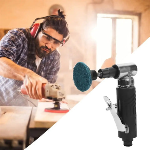 Straight Shot 1/4 Inch Air Angle Die Grinder With 90 Degree Powerhead And Four Collets in use for metal grinding tasks.