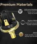 Heavy Duty Pressure Switch With Built In Gauge For Air Oil And Water Systems materials including silicone, nylon, brass