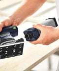 Man holding Finish Orbital Sander RTS 400 REQ Plus With 250W Motor MMC Electronics Ergonomic Rubberized Grip