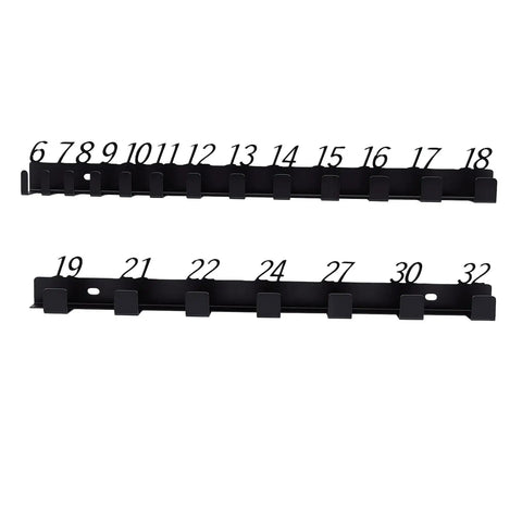 Wall Mounted Wrench Holder And Combination Wrench Organizer Rack With Number Display For 6-32 Wrenches showing numbered slots
