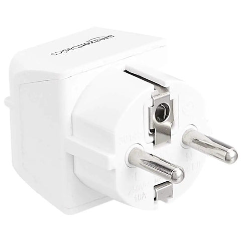 Three Pack Must Have Type E F Travel Plug Adapter US To Europe 2 In 1 Power Adapter For France Germany Greece Hungary Iceland Netherlands Norway Poland Portugal Romania Spain White